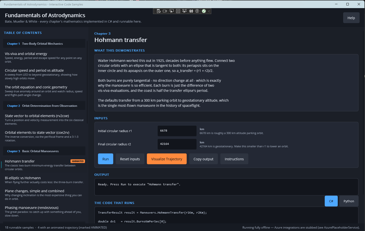Fundamentals of Astrodynamics Toolkit - screen 2