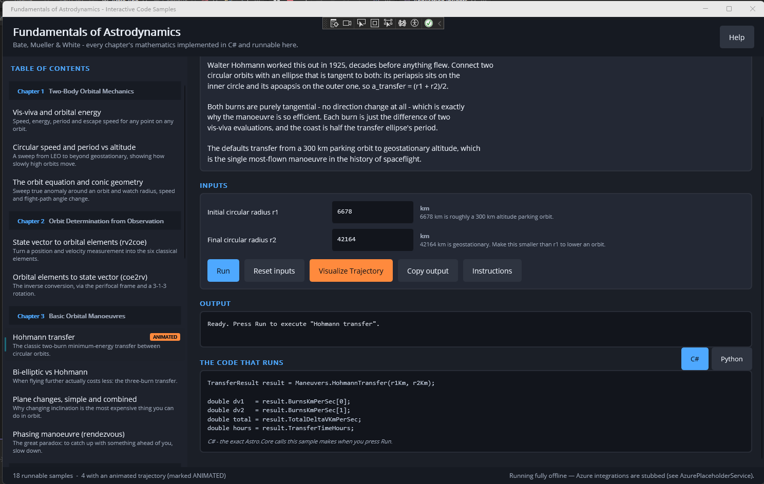 Fundamentals of Astrodynamics Toolkit - screen 3