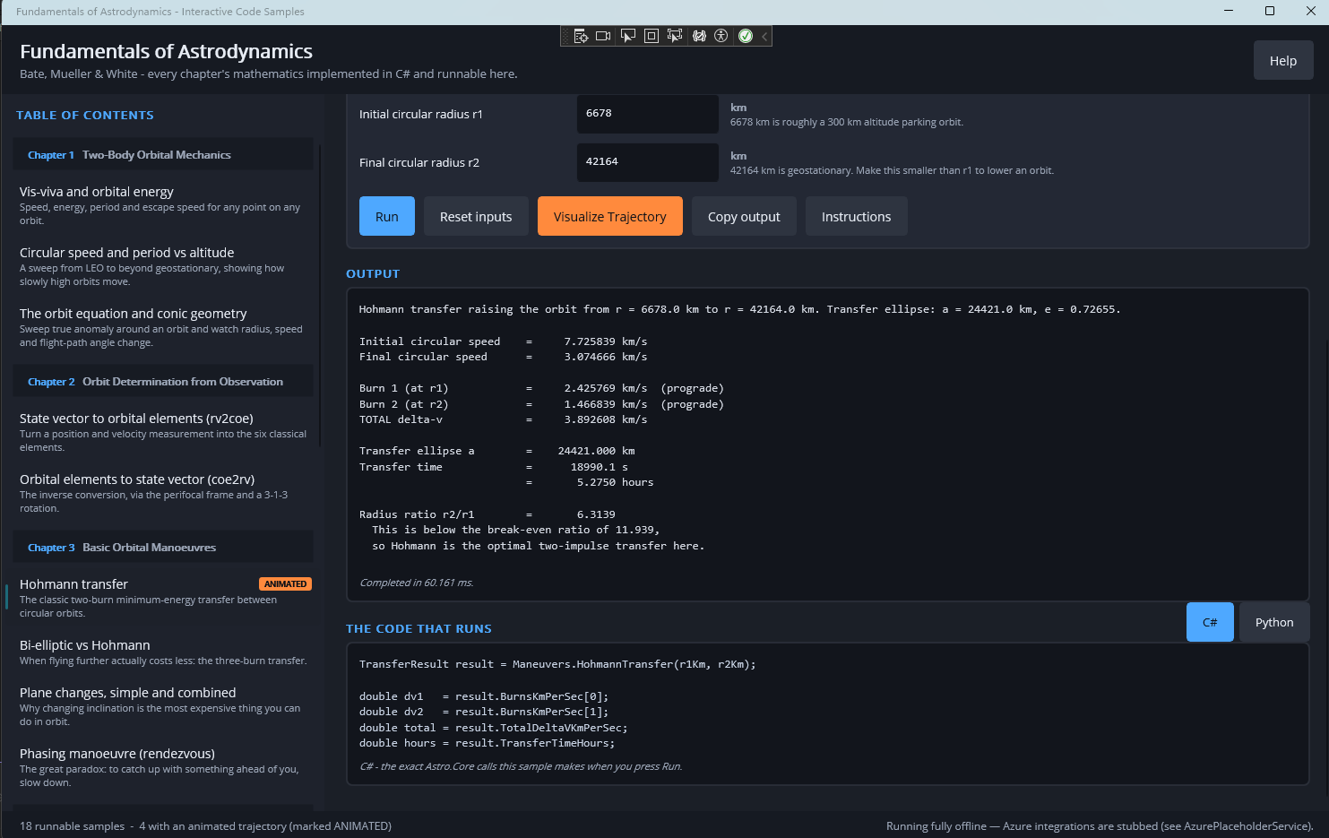 Fundamentals of Astrodynamics Toolkit - screen 4