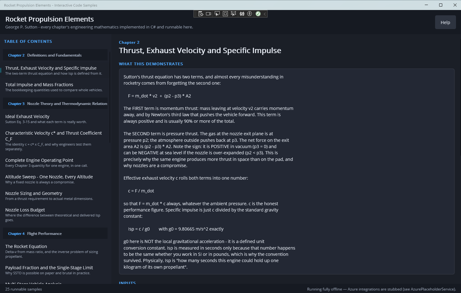 Rocket Propulsion Elements Toolkit - screen 1