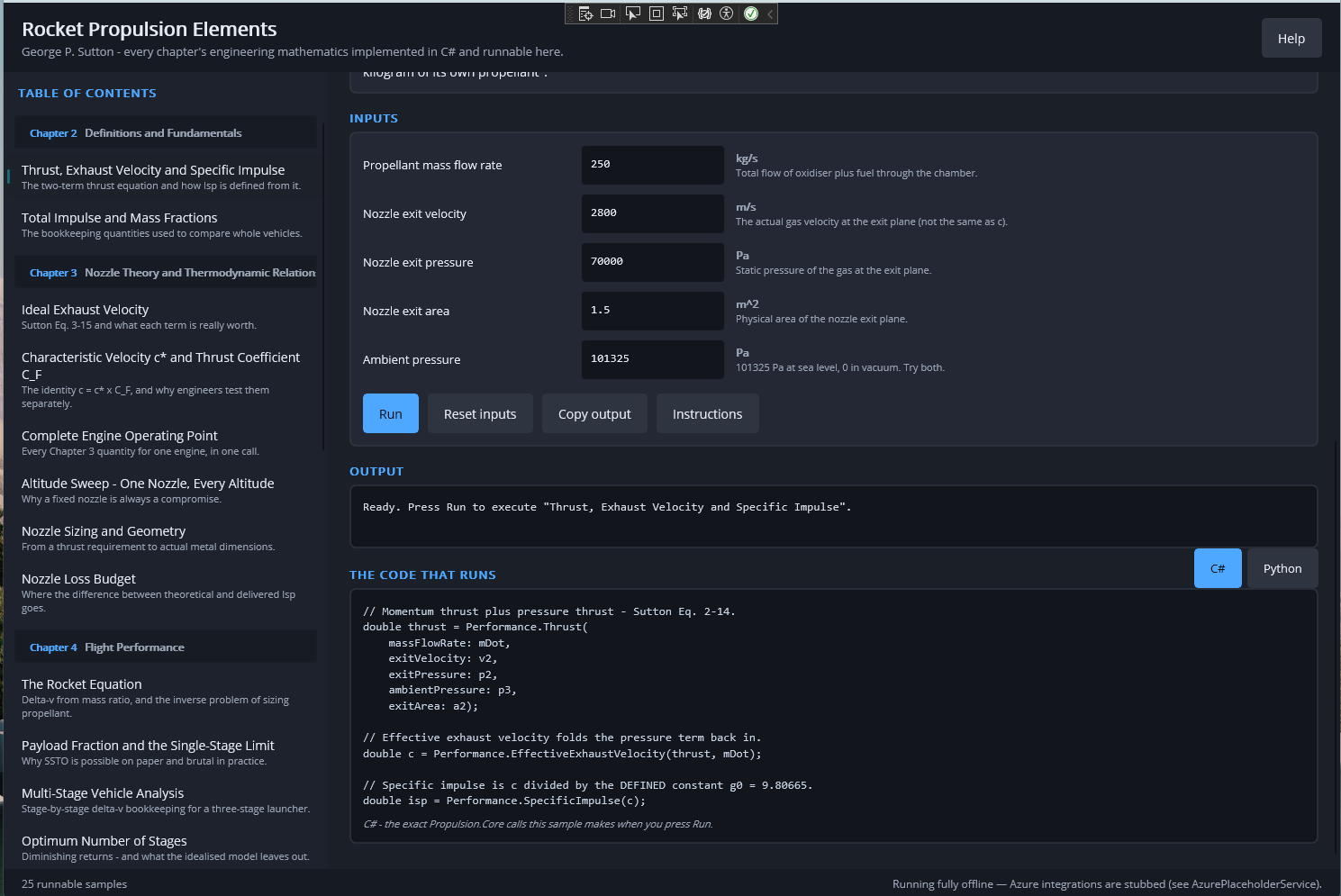 Rocket Propulsion Elements Toolkit - screen 2